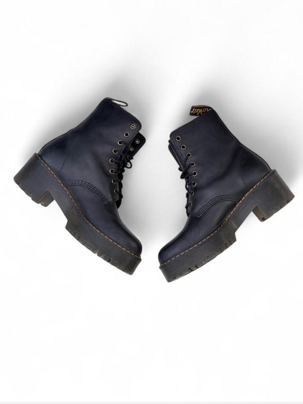 Dr. Martens Shriver Women's Black Lace-Up Chunky Heel Boots